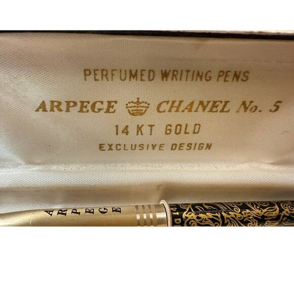 Vintage Chanel No.5 & Arpege 24kt Gold Filigree Perfumed Pens Set in Case - Picture 5 of 8
